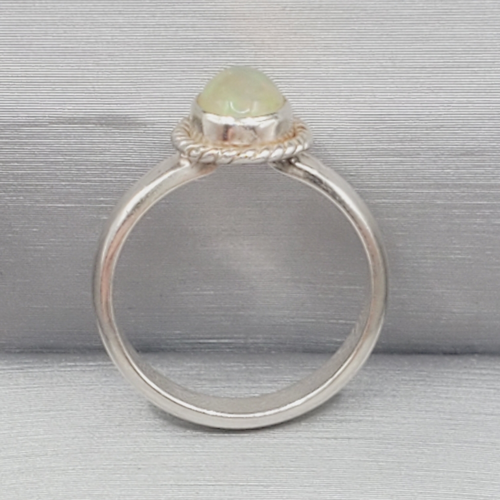 Genuine Opal 925 Sterling Silver Rope Halo Ring - Picture 3 of 5